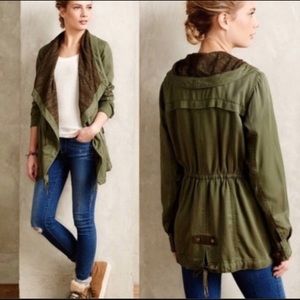 Anthropologie Hei Hei Slouchy Utility Jacket Lace Detail Small